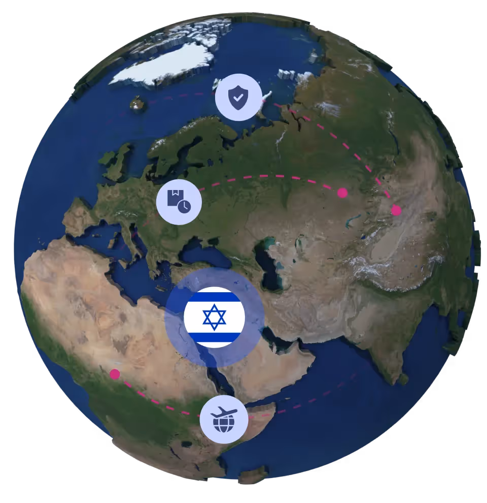 Globe with Israel flag