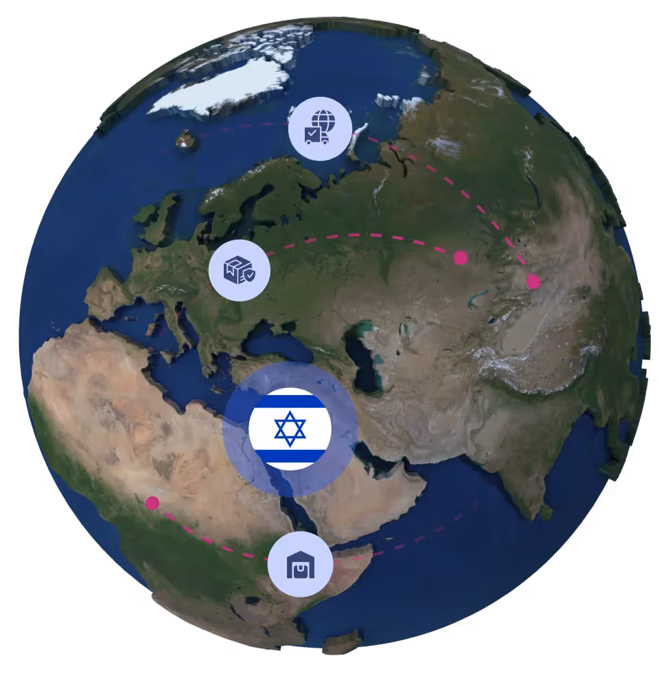 Globe with Israel flag