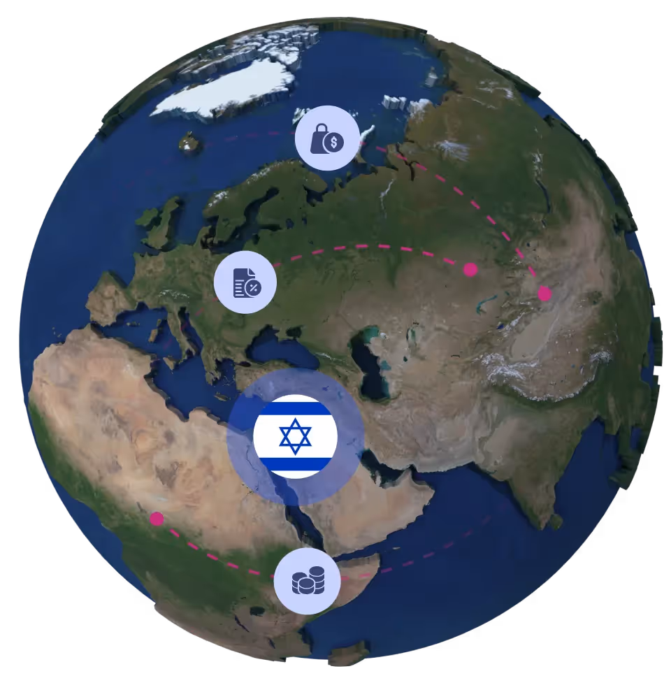 Globe with Israel flag