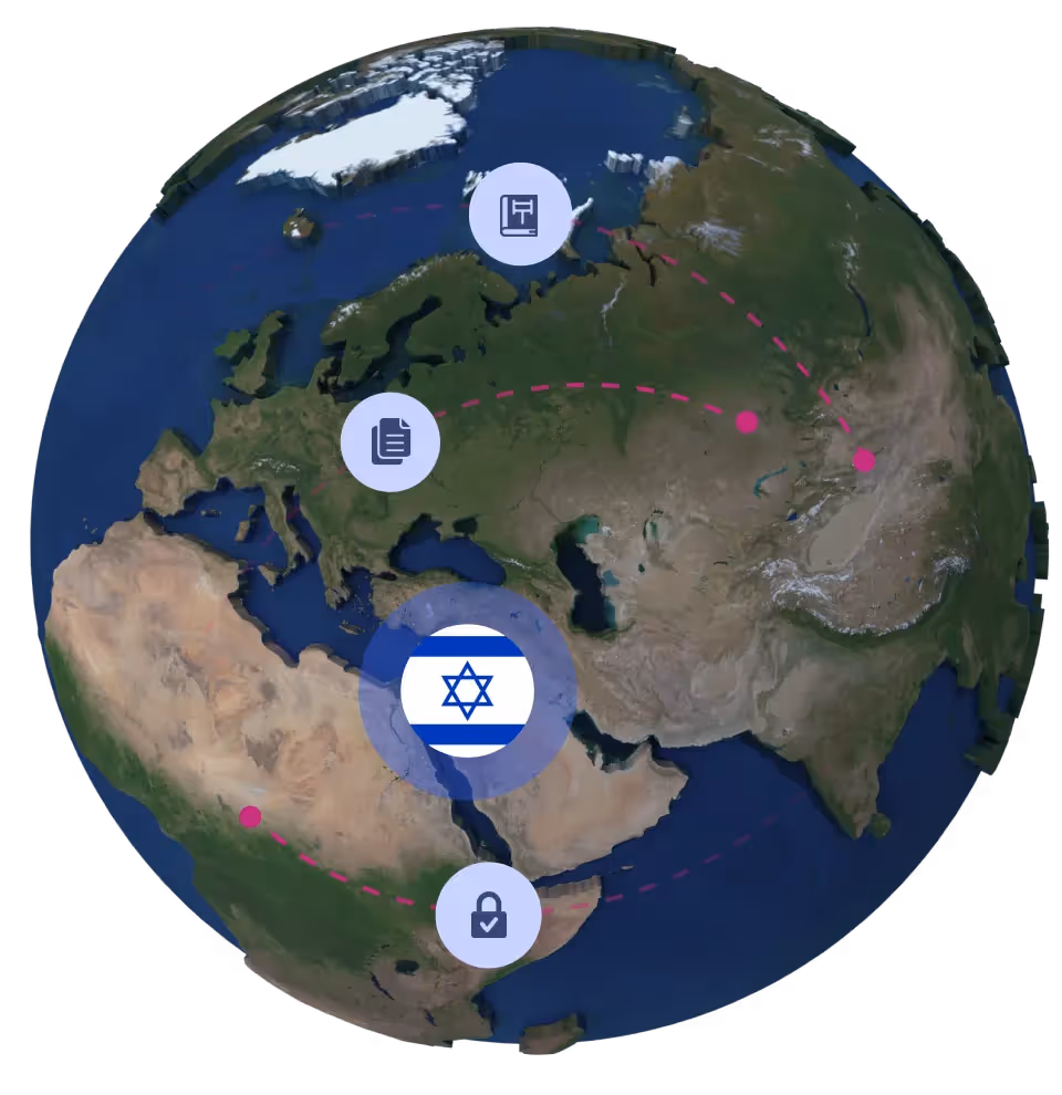 Globe with Israel flag