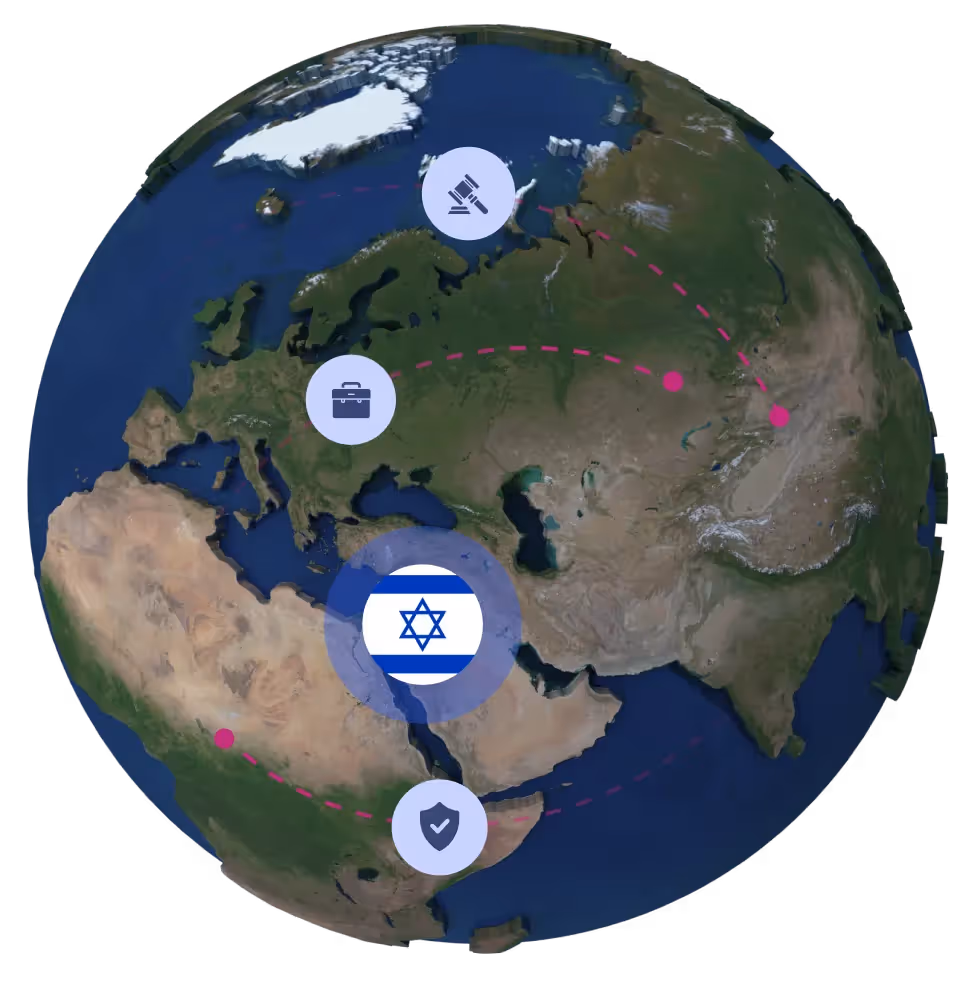 Globe with Israel flag