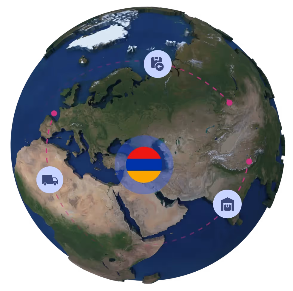 Globe with Armenian flag
