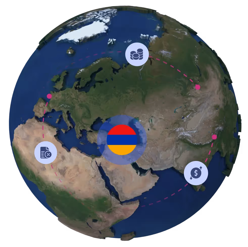 Globe with Armenian flag