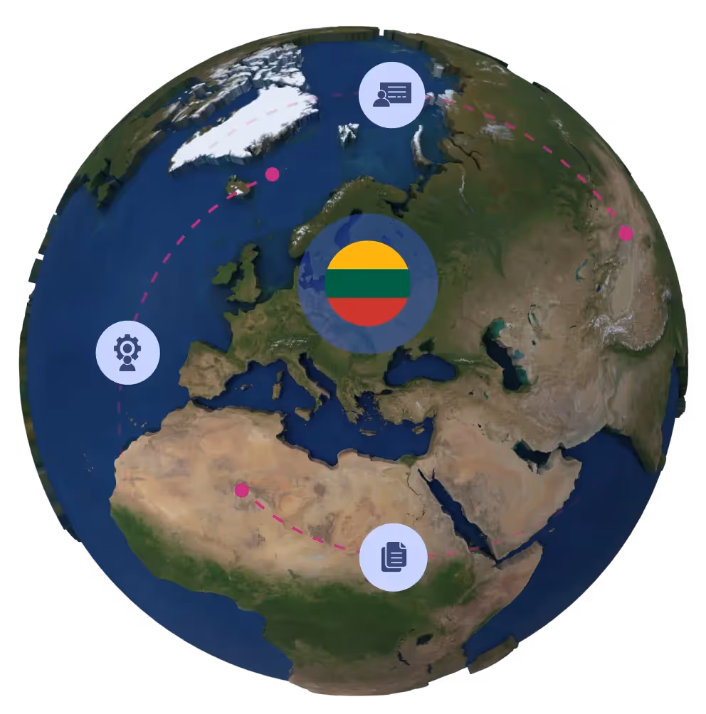 Globe with Lithuanian flag