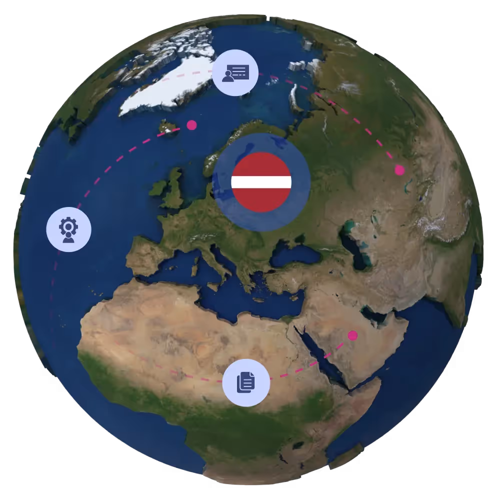 Globe with Latvian flag