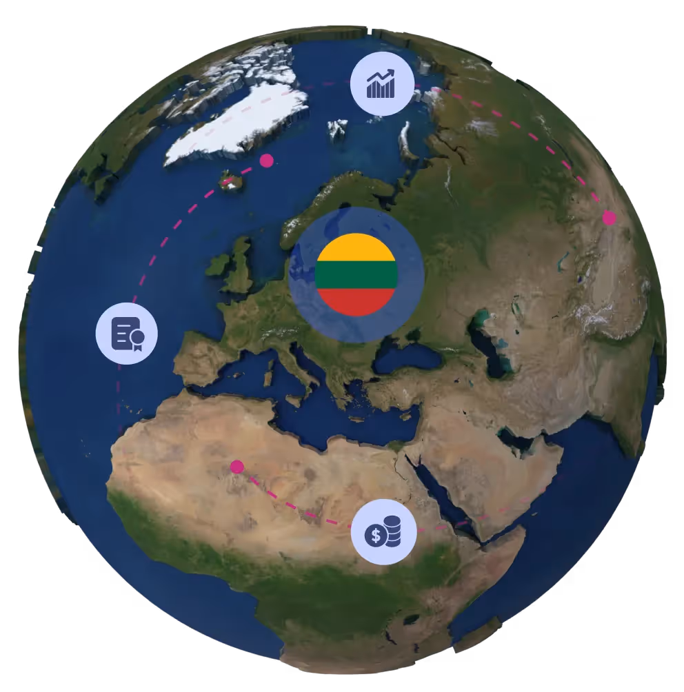 Globe with Lithuanian flag