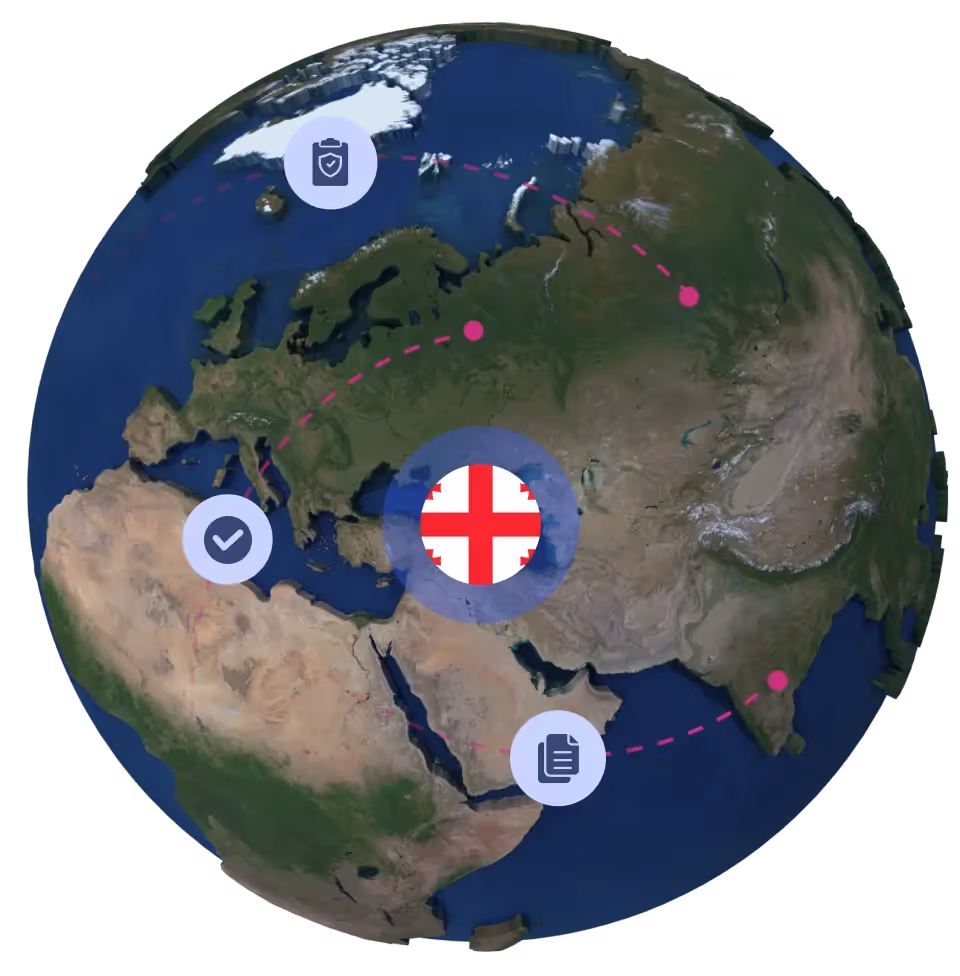 Globe with Georgian flag