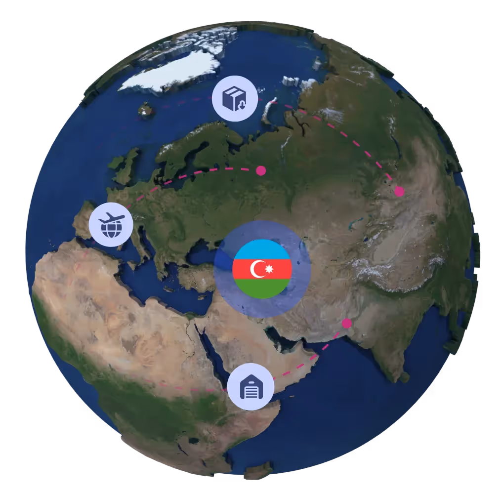 Globe with Azerbaijan flag