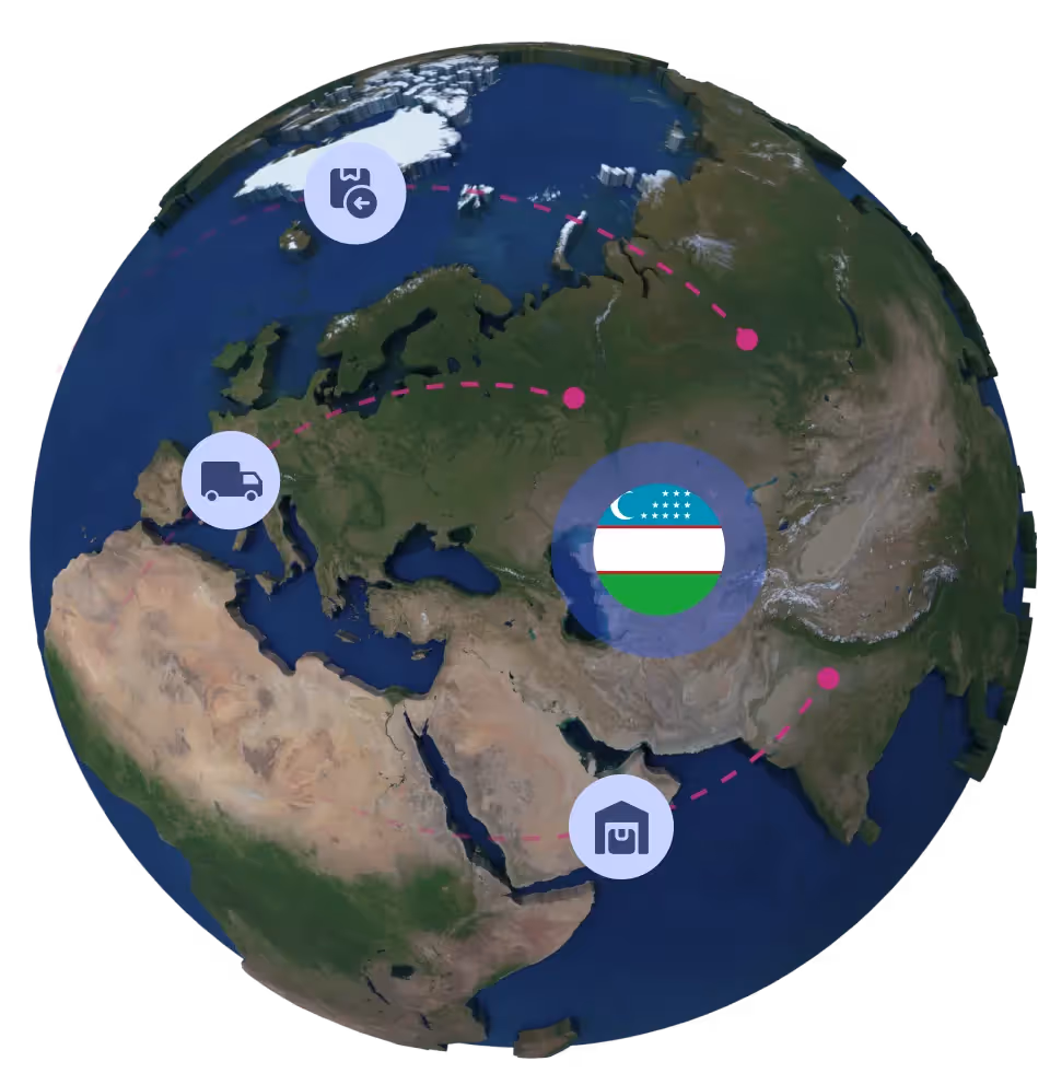 Globe with Uzbekistan flag