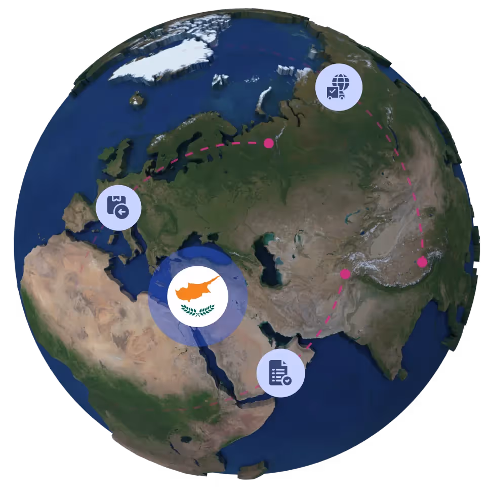 Globe with Cyprus flag