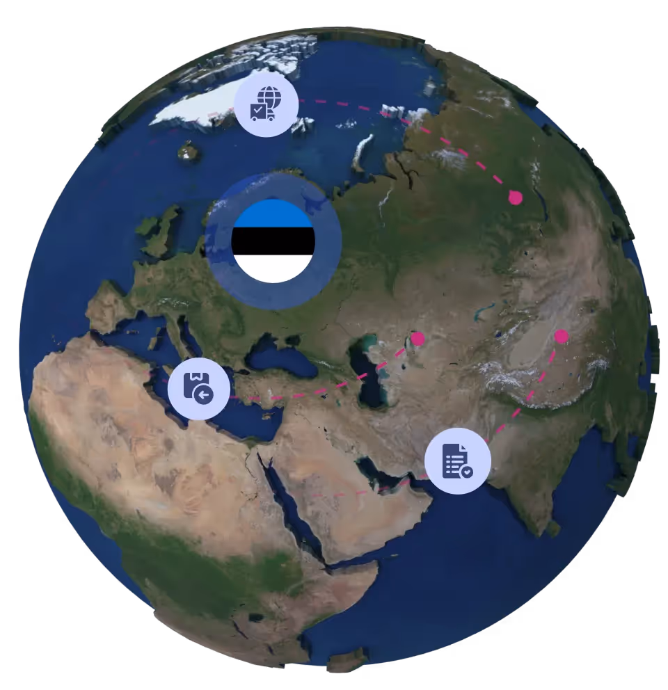 Globe with Estonian flag