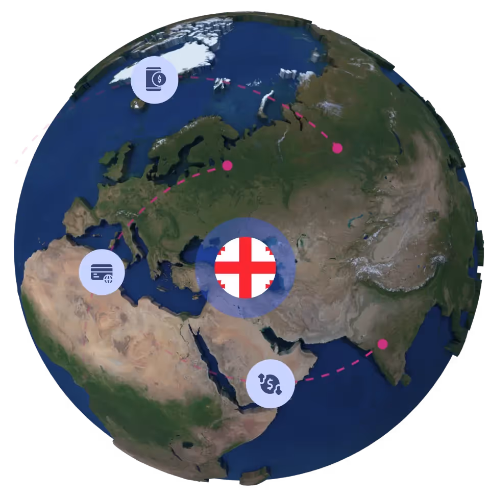 Globe with Georgian flag