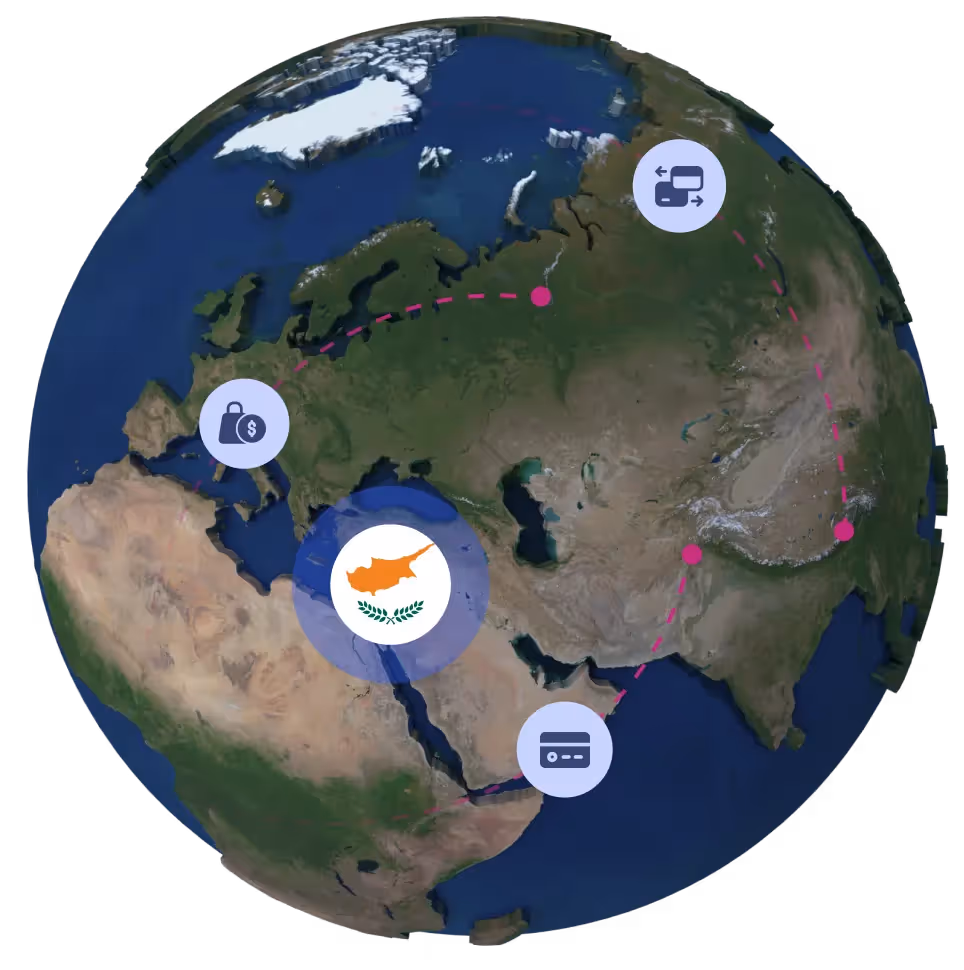 Globe with Cyprus flag