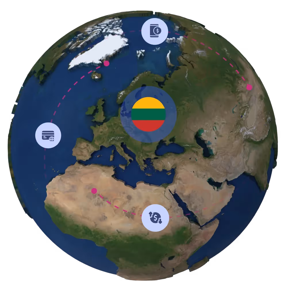 Globe with Lithuanian flag
