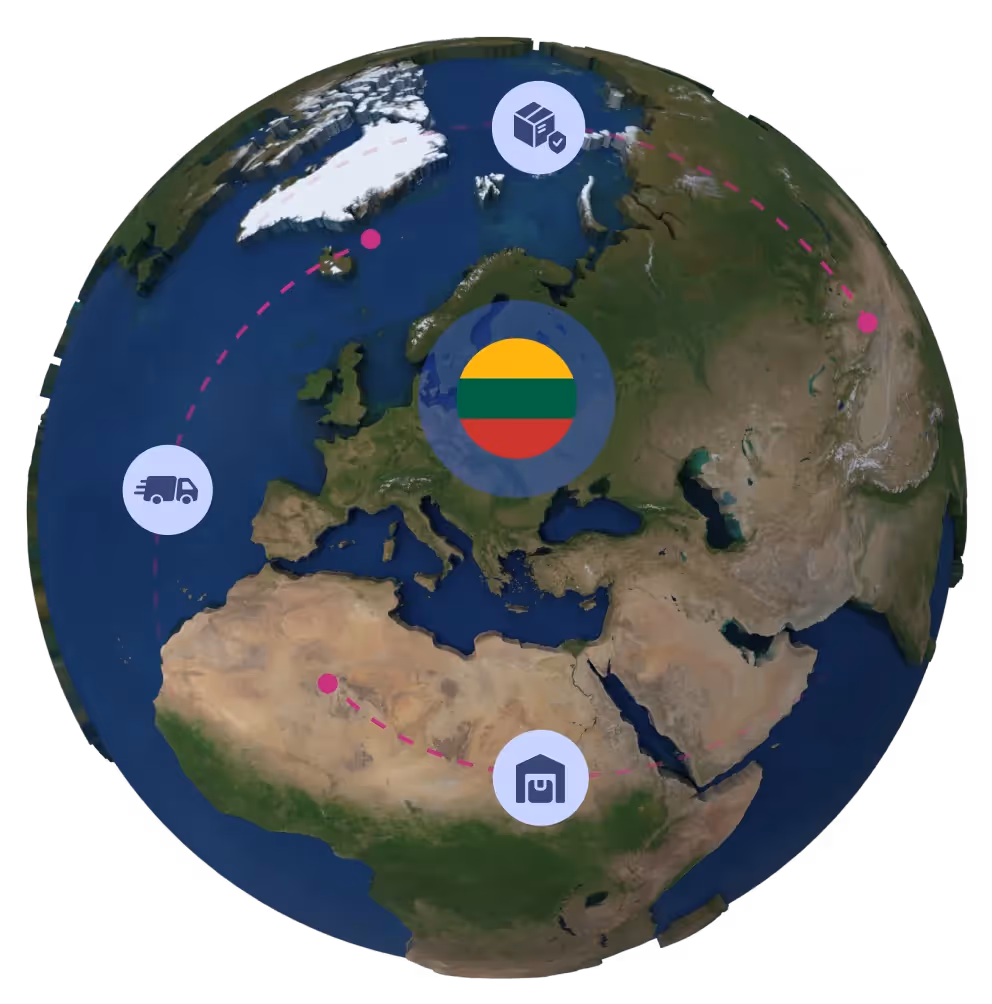 Globe with Lithuanian flag