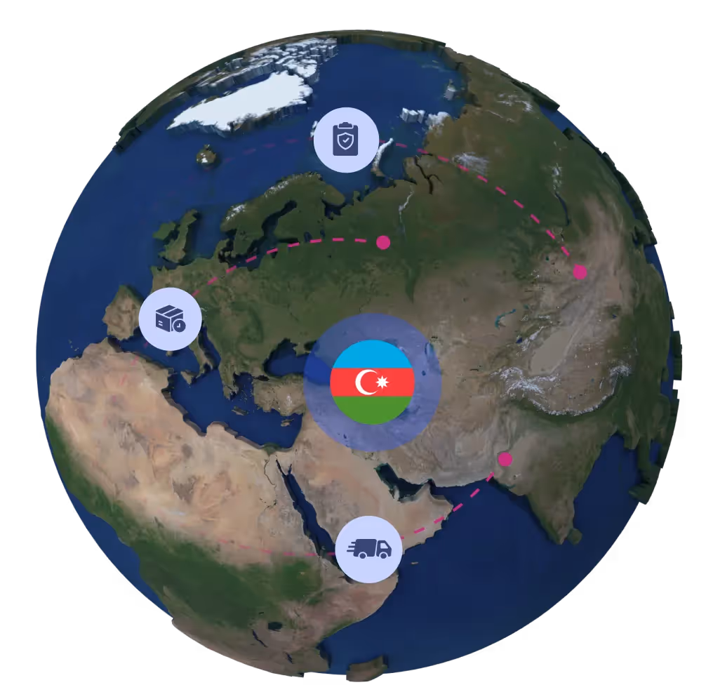 Globe with Azerbaijan flag