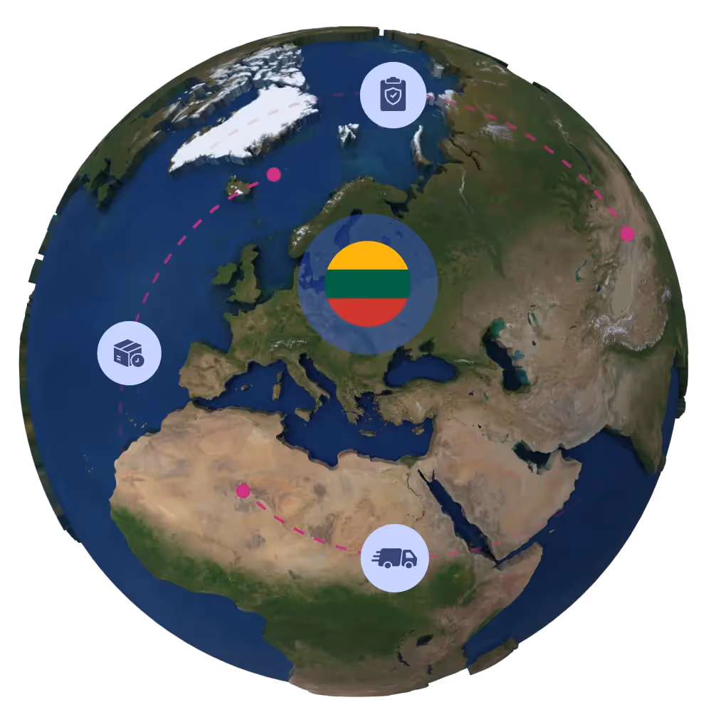 Globe with Lithuanian flag