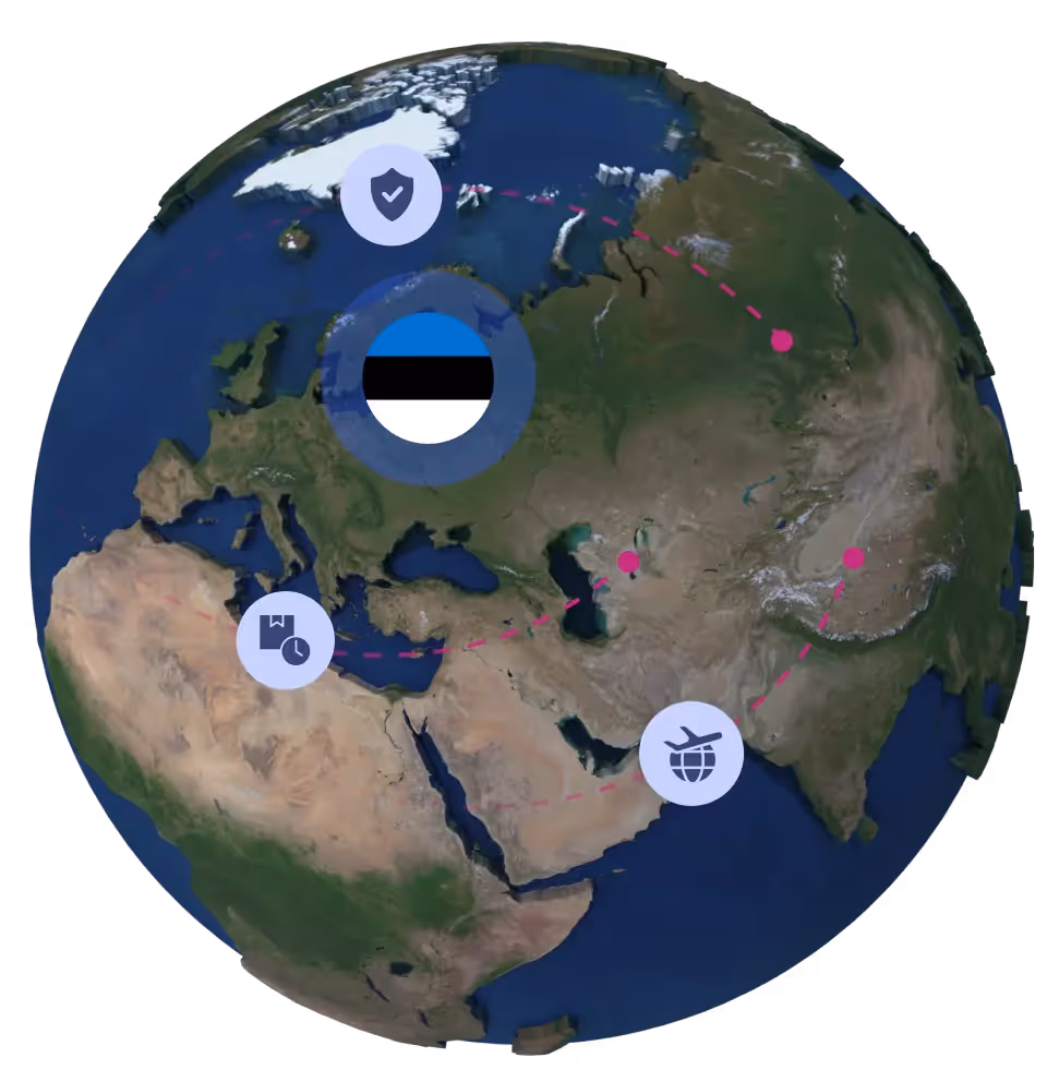 Globe with Estonian flag