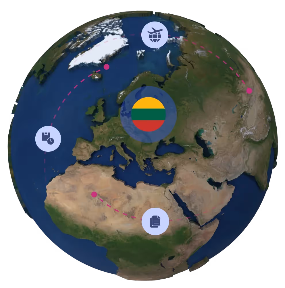 Globe with Lithuanian flag