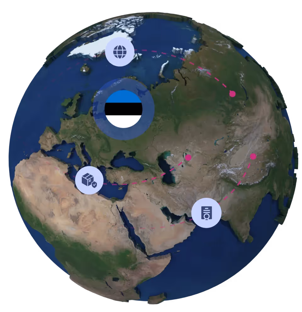 Globe with Estonian flag