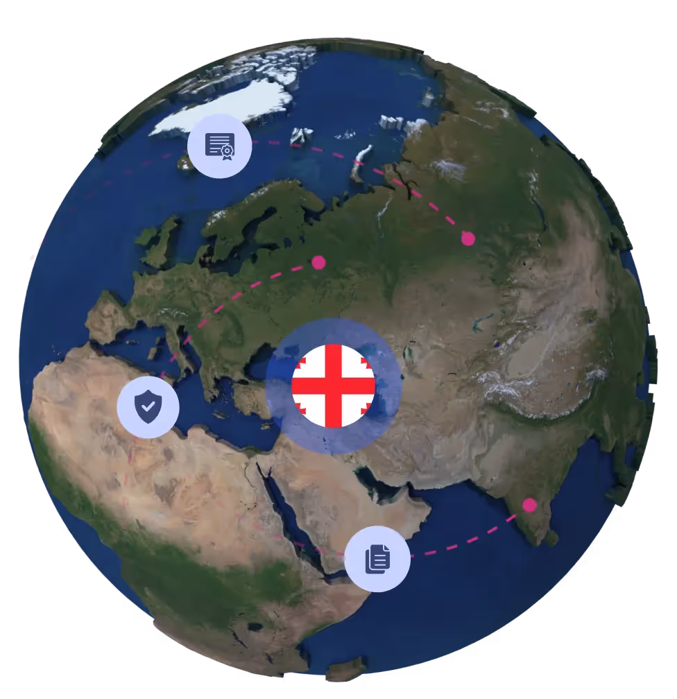 Globe with Georgian flag
