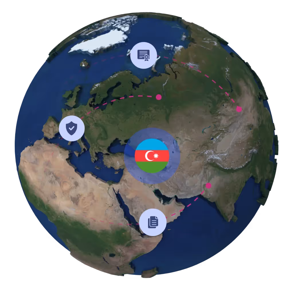 Globe with Azerbaijan flag