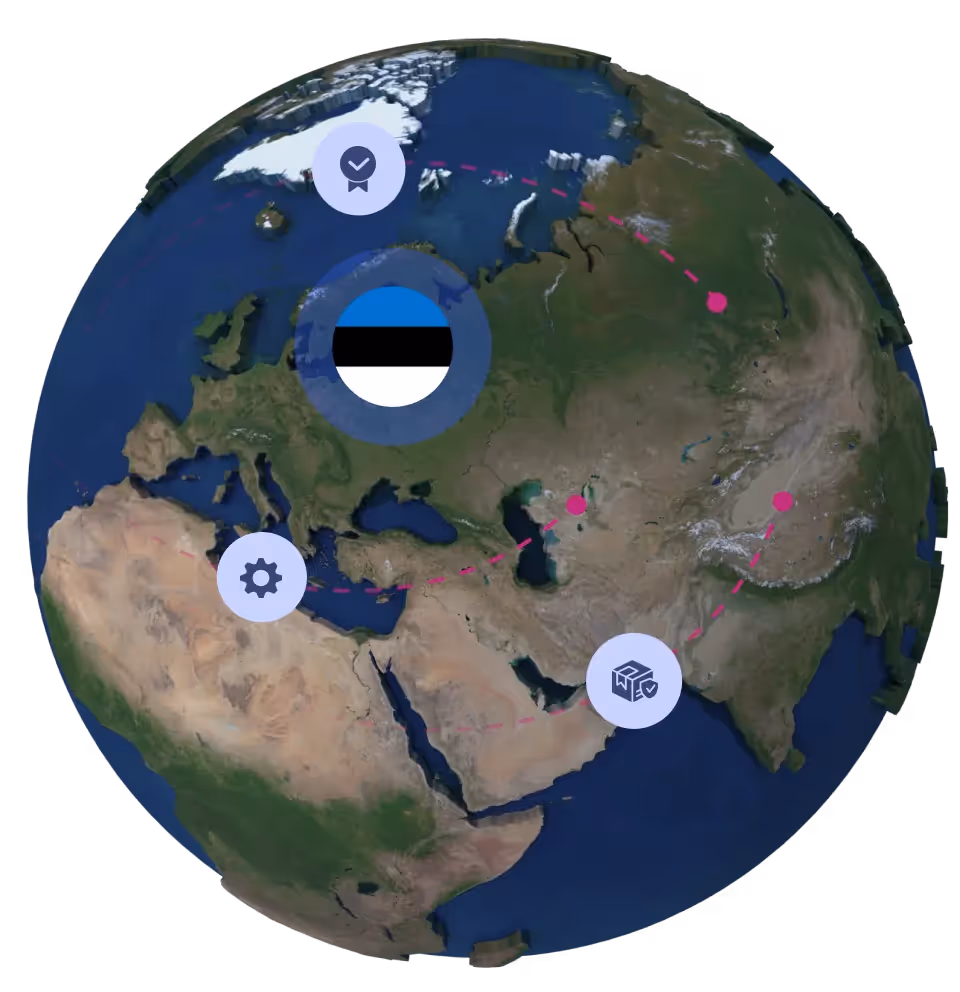 Globe with Estonian flag