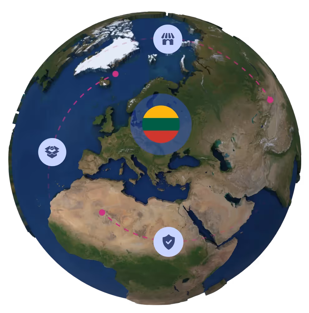 Globe with Lithuanian flag