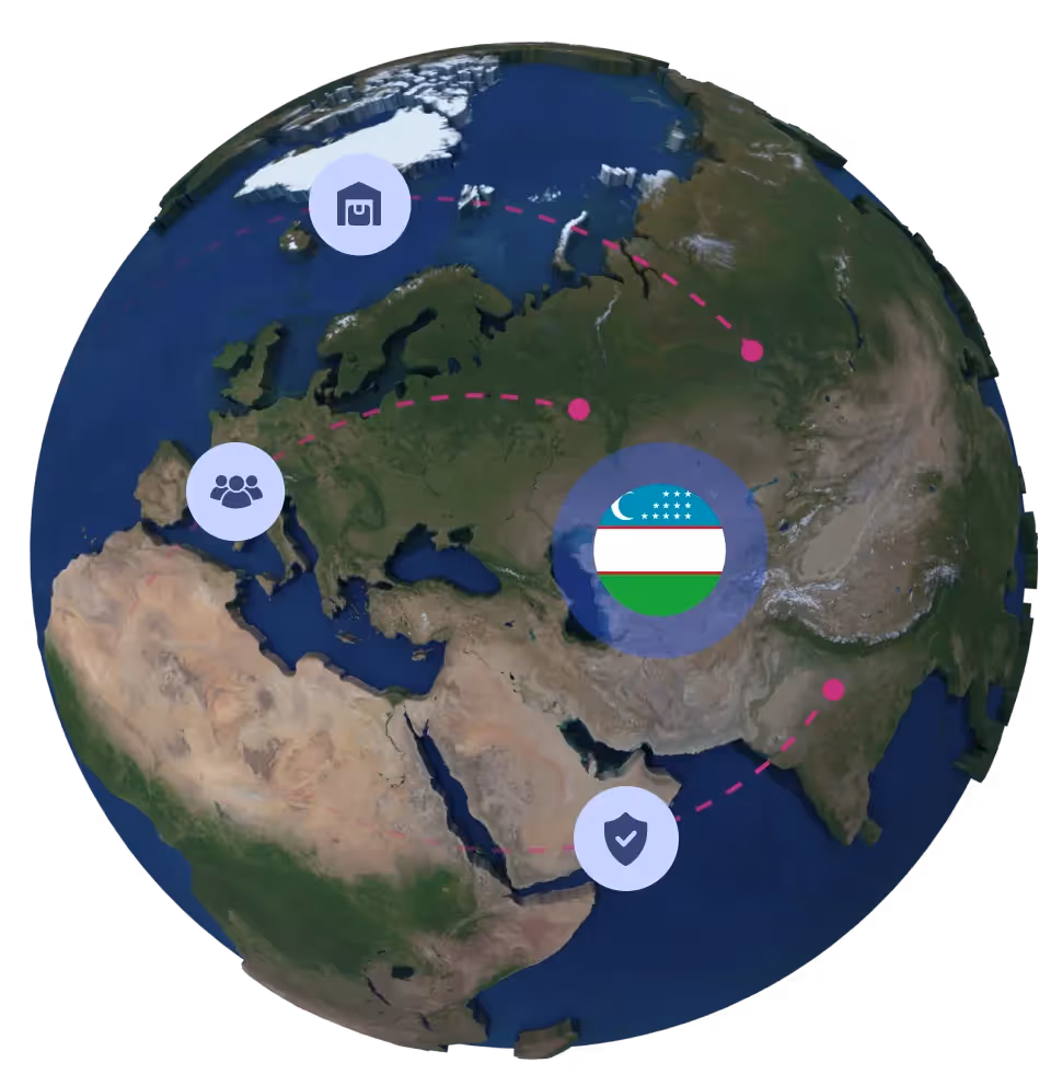 Globe with Uzbekistan flag