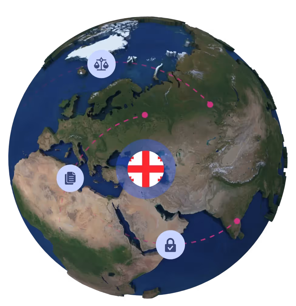 Globe with Georgian flag