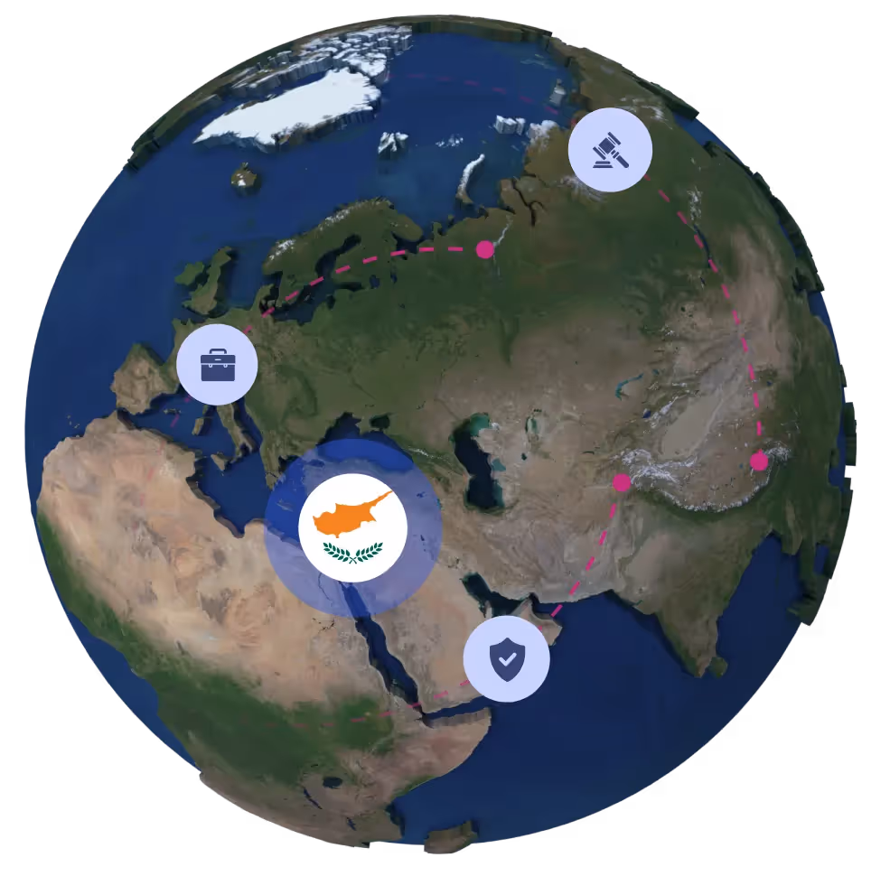 Globe with Cyprus flag