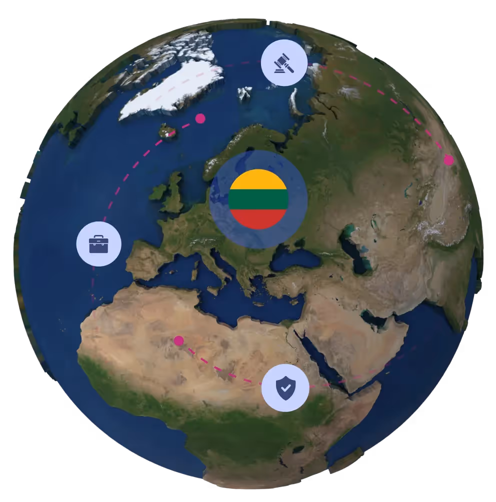 Globe with Lithuanian flag