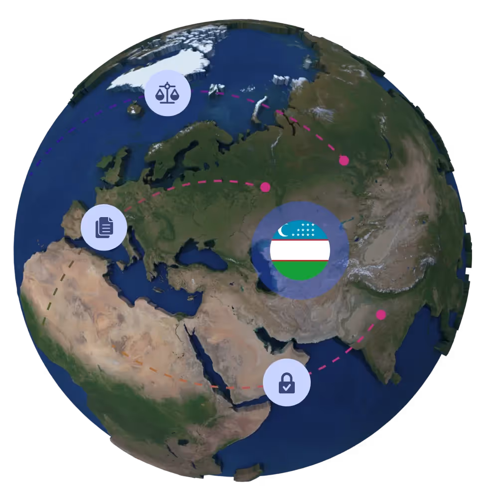 Globe with Uzbekistan flag