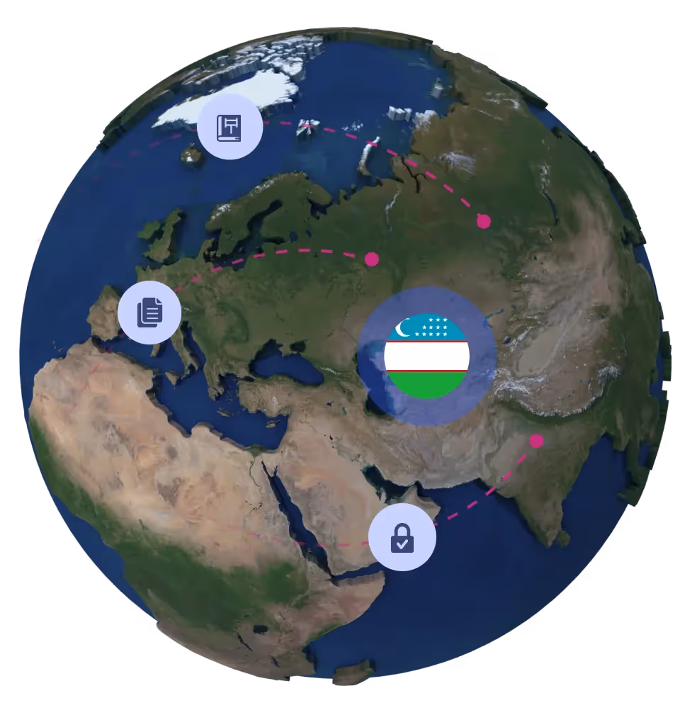 Globe with Uzbekistan flag