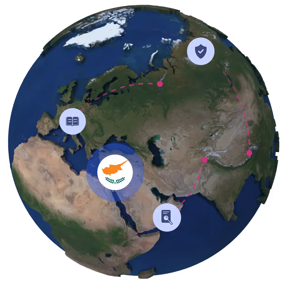 Globe with Cyprus flag