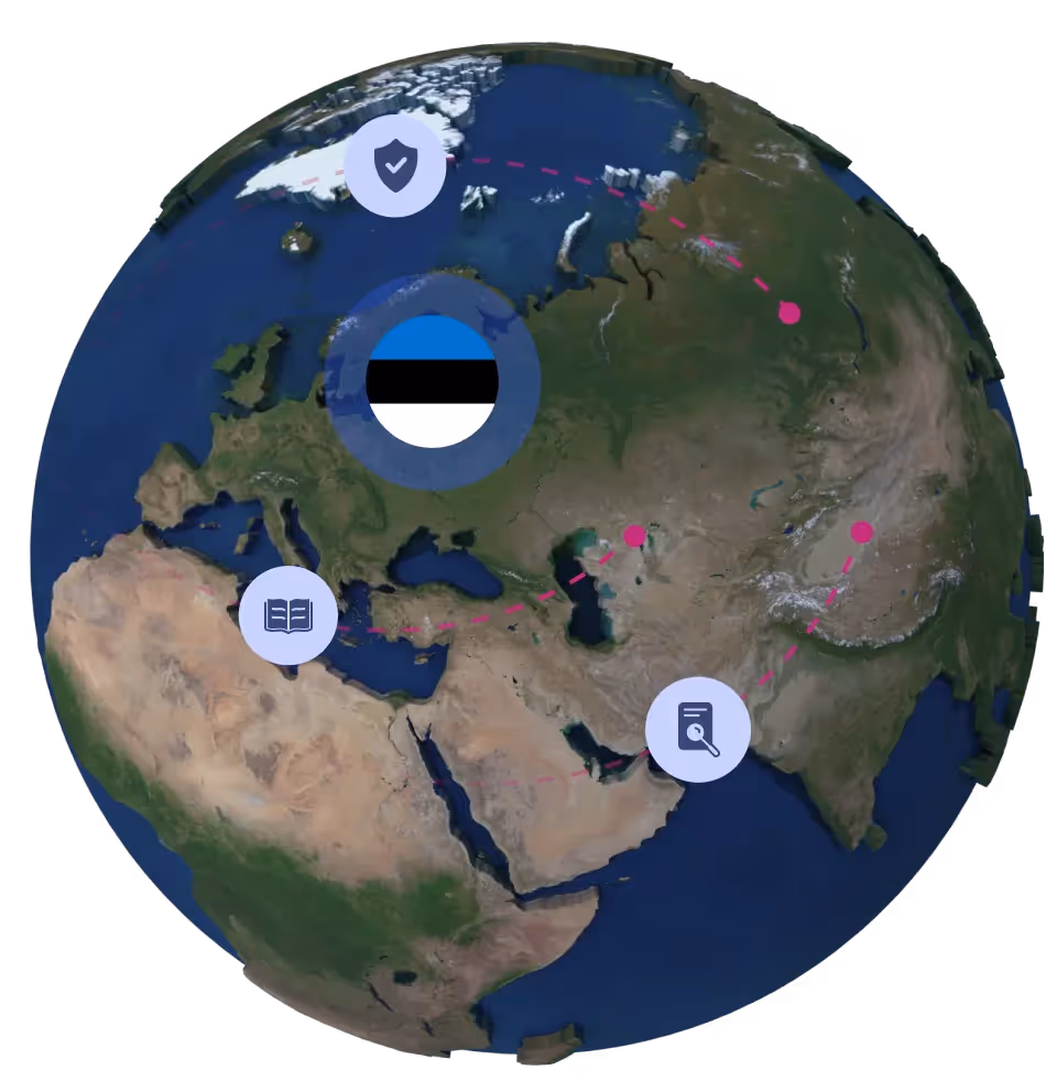 Globe with Estonian flag