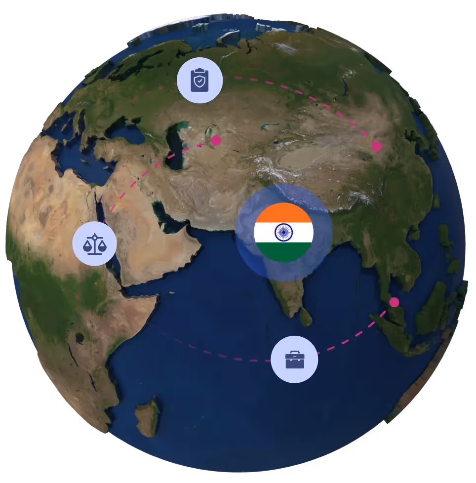 Globe with Indian flag