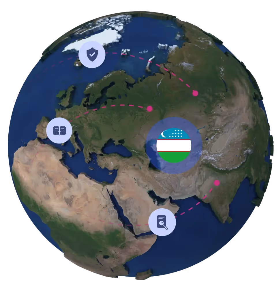 Globe with Uzbekistan flag