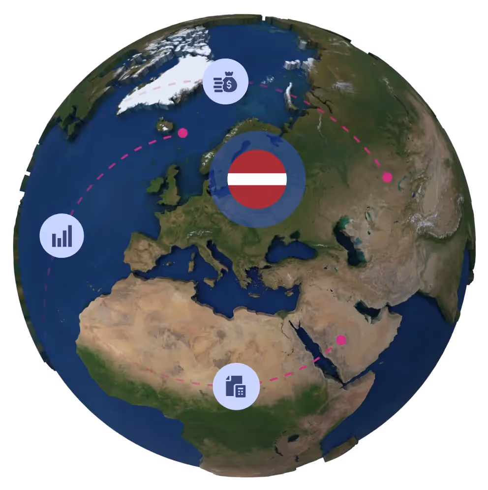 Globe with Latvian flag