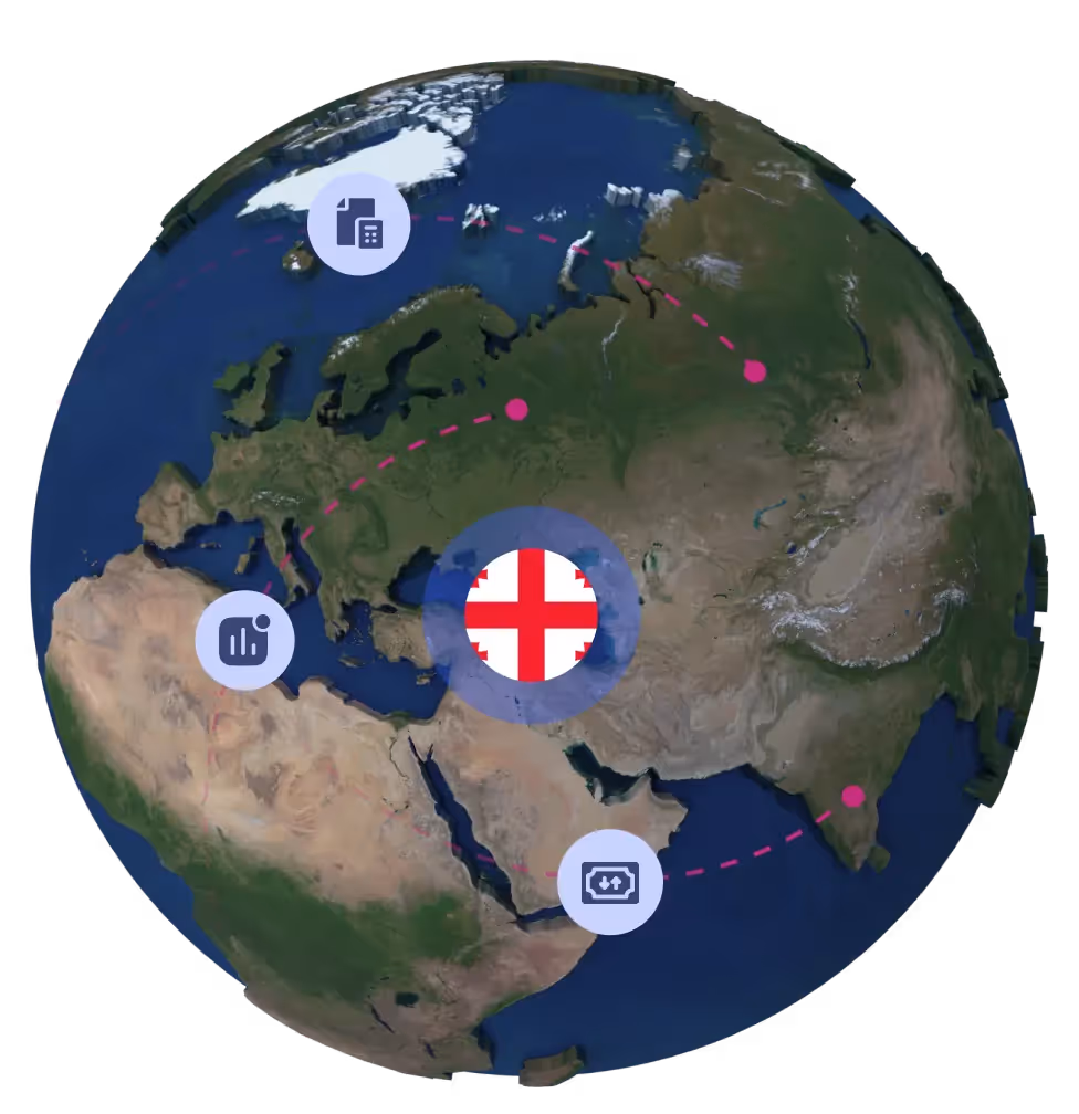 Globe with Georgian flag