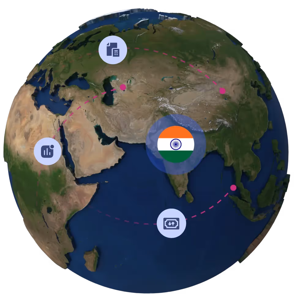 Globe with Indian flag