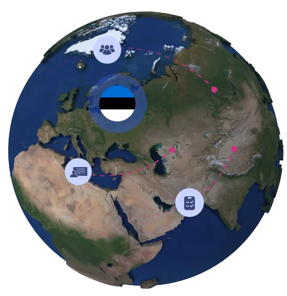 Globe with Estonian flag