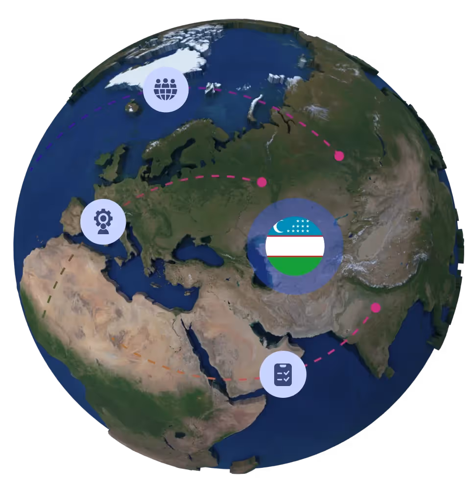 Globe with Uzbekistan flag