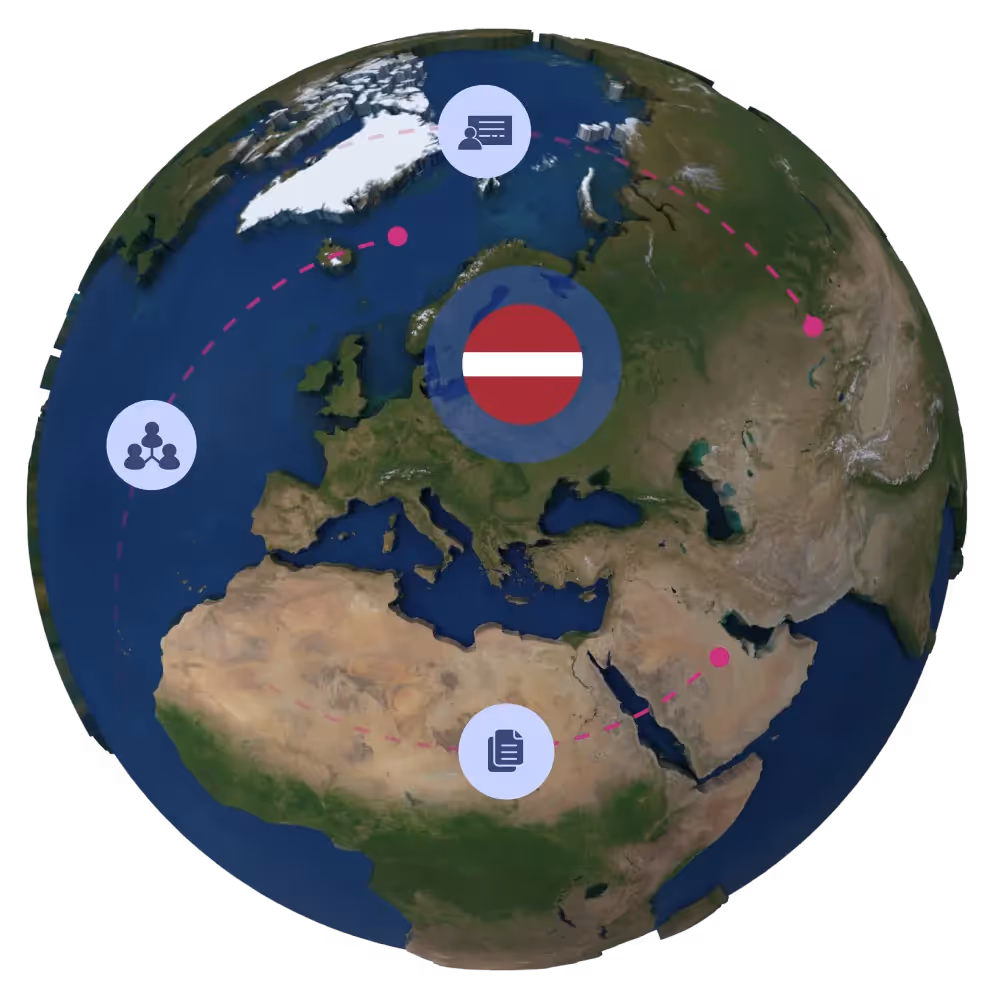 Globe with Latvian flag