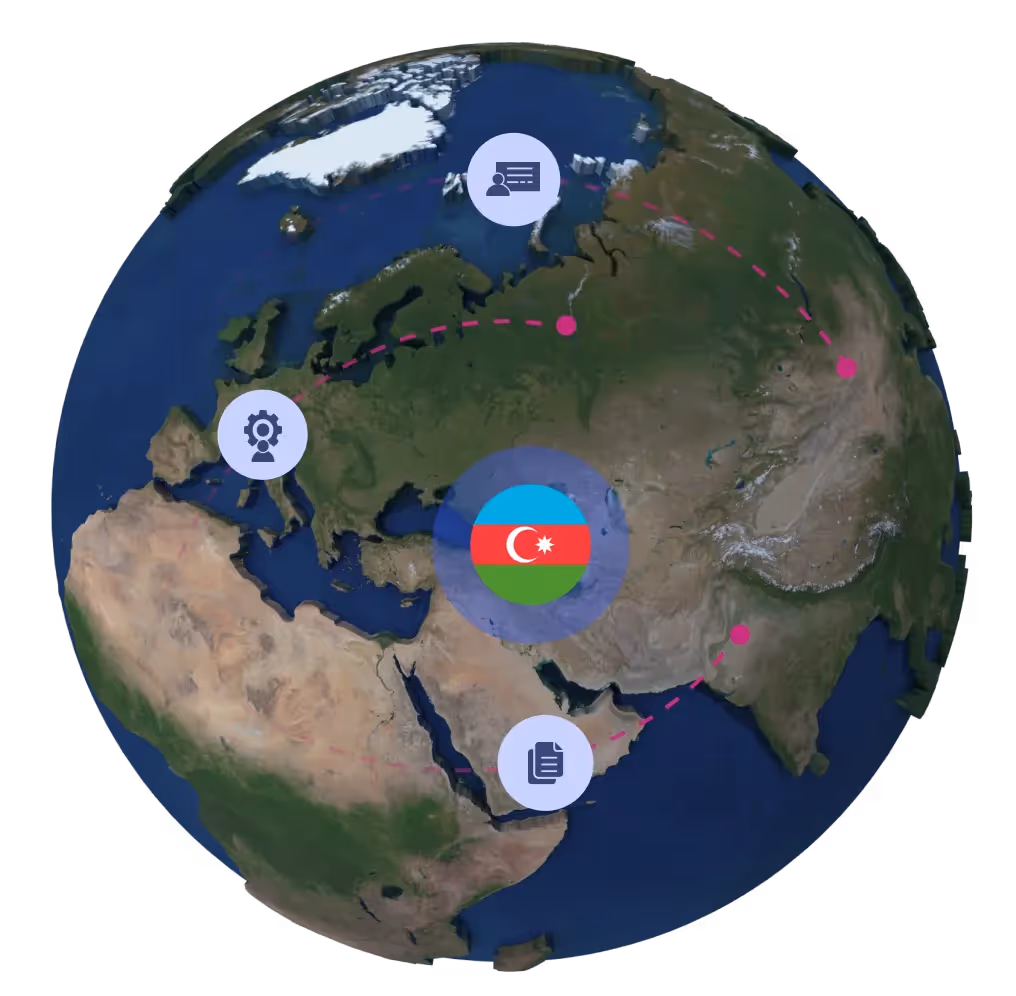 Globe with Azerbaijan flag