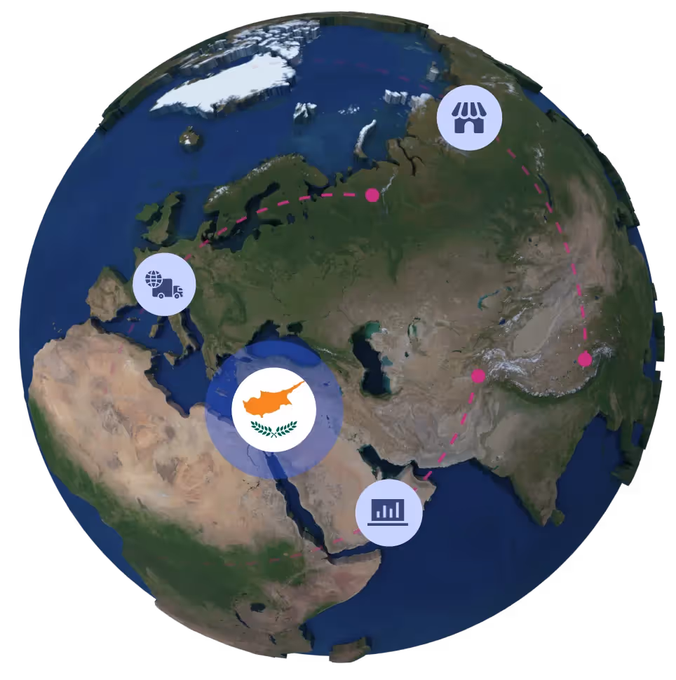 Globe with Cyprus flag