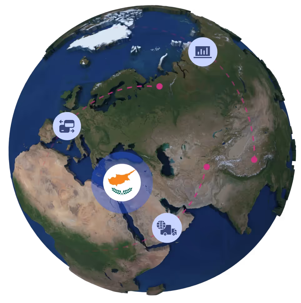 Globe with Cyprus flag