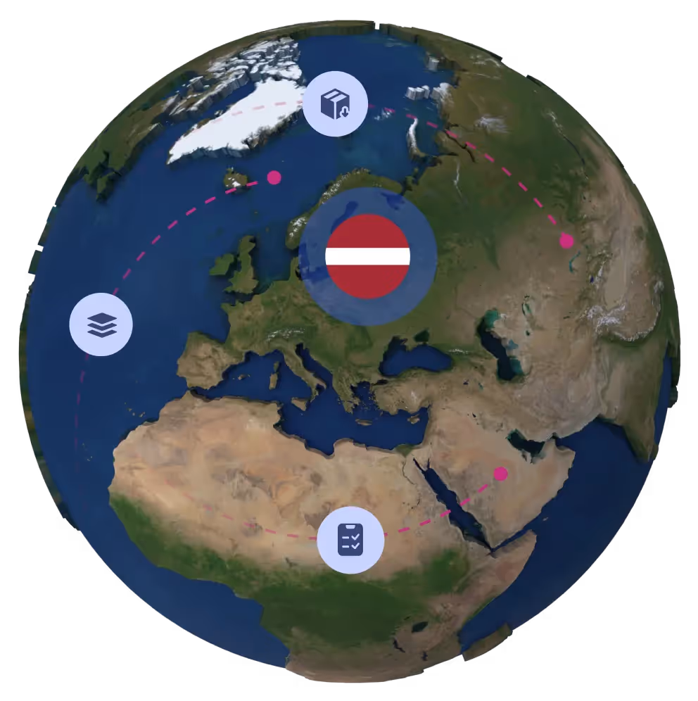 Globe with Latvian flag