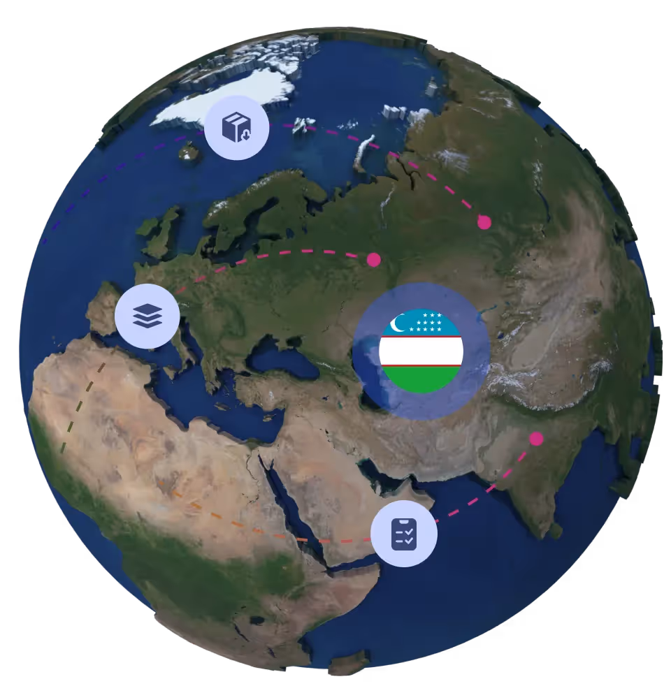 Globe with Uzbekistan flag