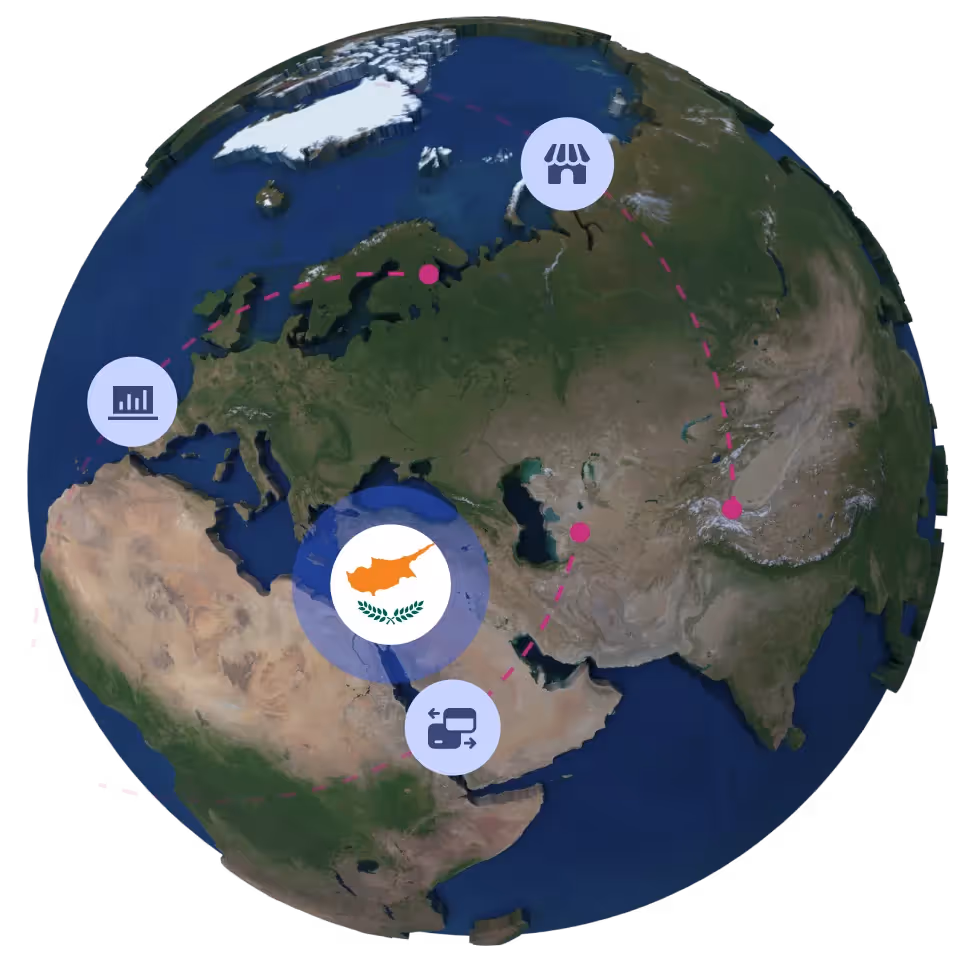 Globe with Cyprus flag